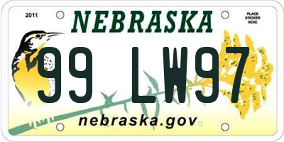 NE license plate 99LW97