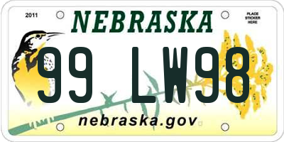 NE license plate 99LW98