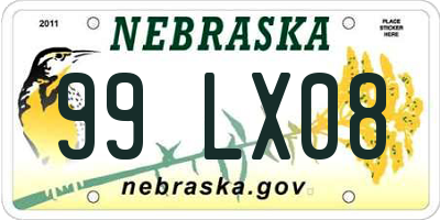 NE license plate 99LX08