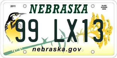 NE license plate 99LX13