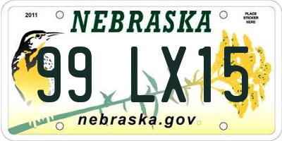 NE license plate 99LX15