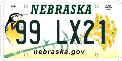 NE license plate 99LX21