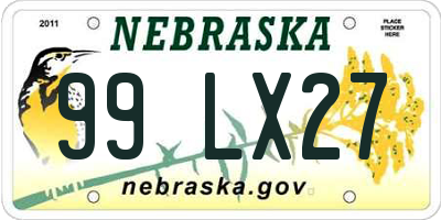 NE license plate 99LX27