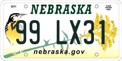 NE license plate 99LX31