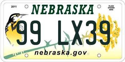 NE license plate 99LX39