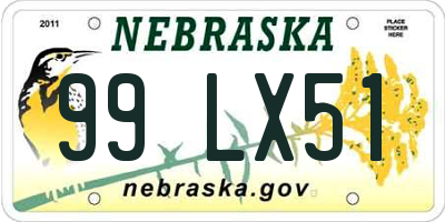 NE license plate 99LX51