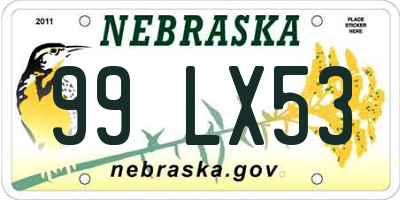 NE license plate 99LX53