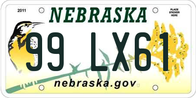 NE license plate 99LX61