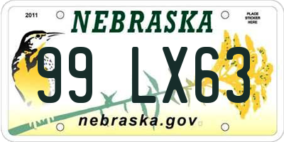 NE license plate 99LX63