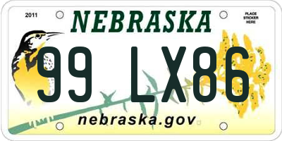 NE license plate 99LX86