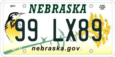 NE license plate 99LX89