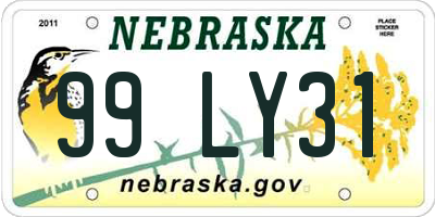 NE license plate 99LY31