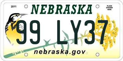 NE license plate 99LY37