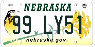 NE license plate 99LY51