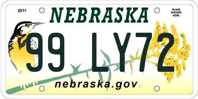 NE license plate 99LY72