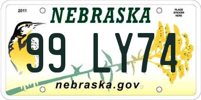 NE license plate 99LY74