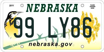 NE license plate 99LY86