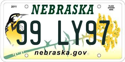 NE license plate 99LY97