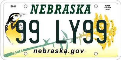 NE license plate 99LY99