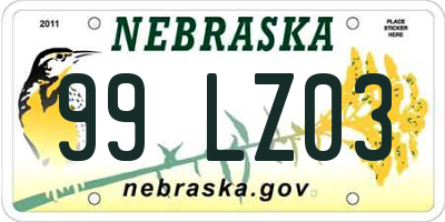 NE license plate 99LZ03