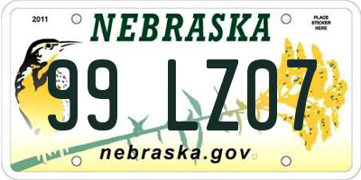 NE license plate 99LZ07