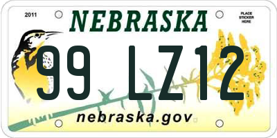 NE license plate 99LZ12