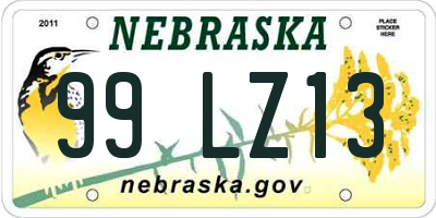 NE license plate 99LZ13