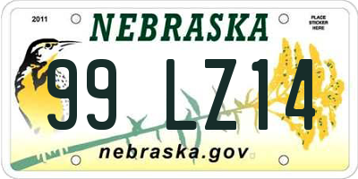 NE license plate 99LZ14