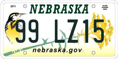 NE license plate 99LZ15