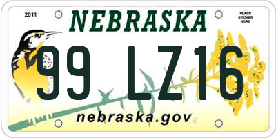 NE license plate 99LZ16