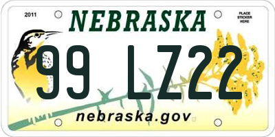 NE license plate 99LZ22