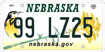 NE license plate 99LZ25