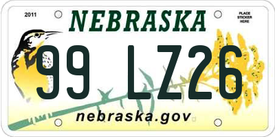 NE license plate 99LZ26