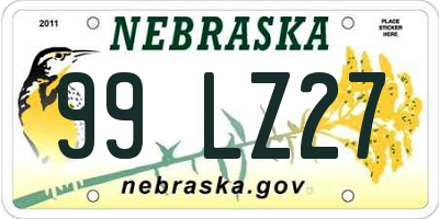 NE license plate 99LZ27