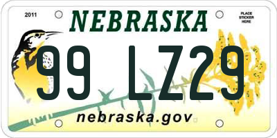 NE license plate 99LZ29