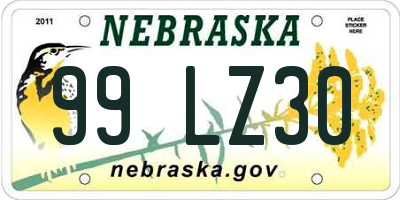 NE license plate 99LZ30