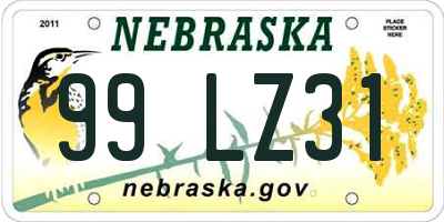 NE license plate 99LZ31