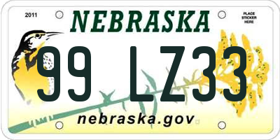 NE license plate 99LZ33