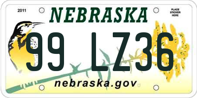 NE license plate 99LZ36