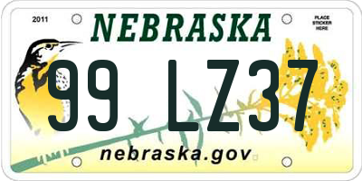 NE license plate 99LZ37