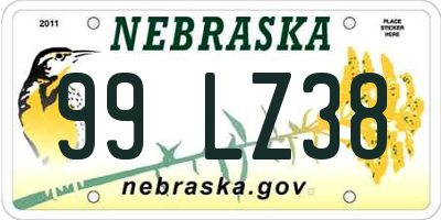 NE license plate 99LZ38