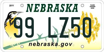 NE license plate 99LZ50