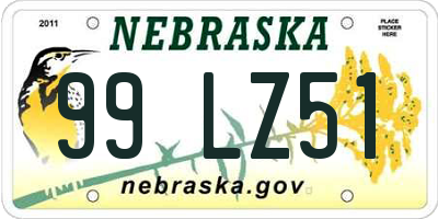 NE license plate 99LZ51