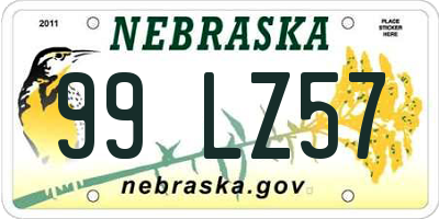 NE license plate 99LZ57