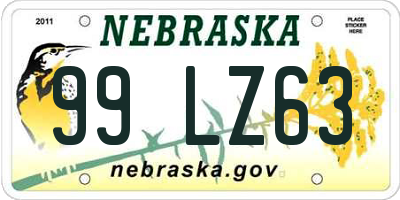 NE license plate 99LZ63