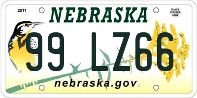 NE license plate 99LZ66