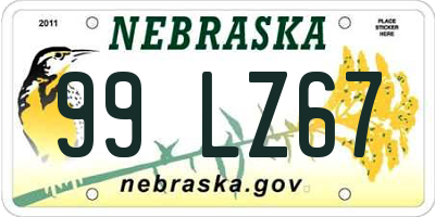 NE license plate 99LZ67