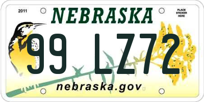 NE license plate 99LZ72