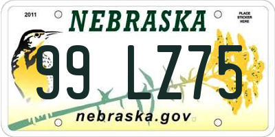 NE license plate 99LZ75