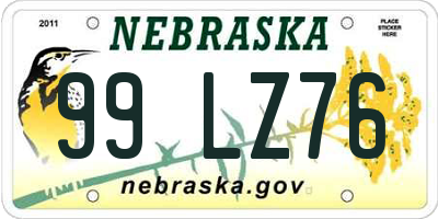 NE license plate 99LZ76